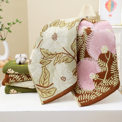 Küchentuch aus Baumwollgaze-Jacquard mit Retro-Blumenmuster