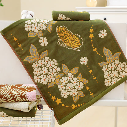 Küchentuch aus Baumwollgaze-Jacquard mit Retro-Blumenmuster