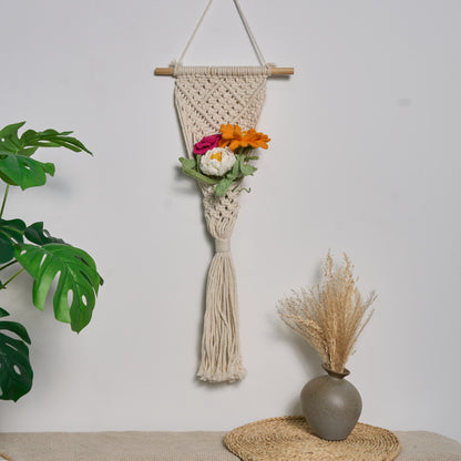 Handgehäkelter Blumenstrauß als Heimdekor-Ornament (5 Stück)