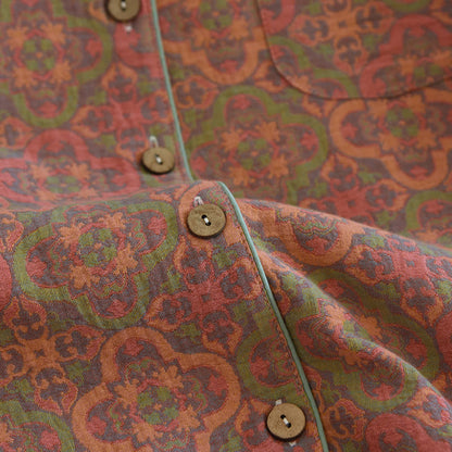 Loungewear-Set aus Baumwollgaze im Retro-Jacquard-Stil