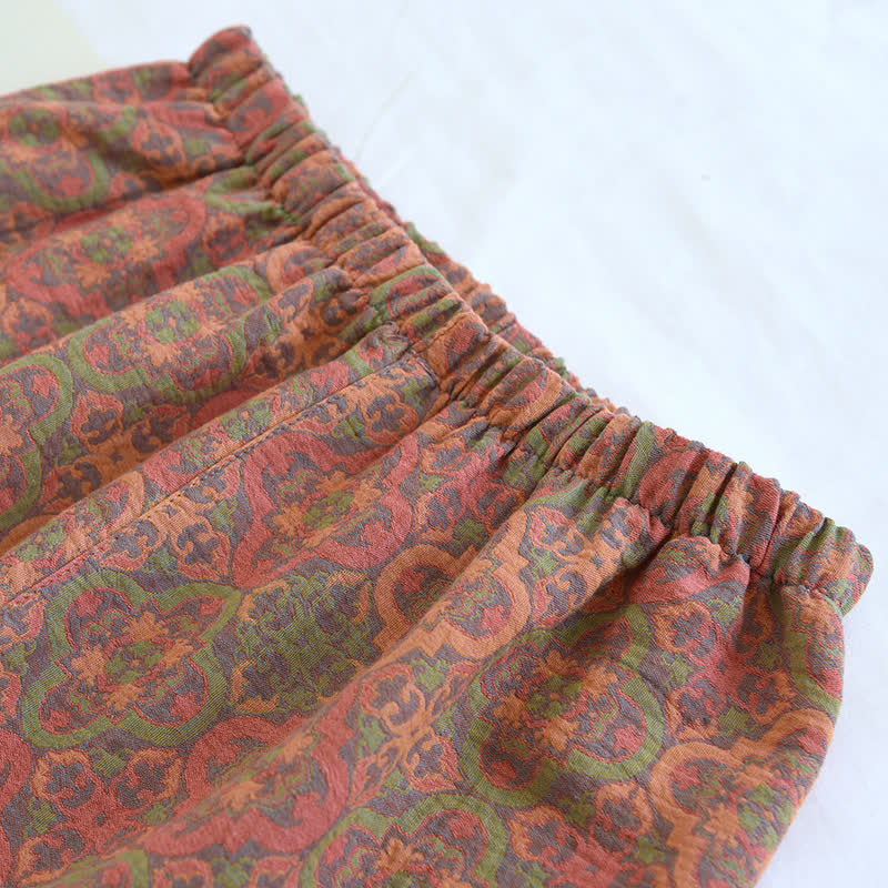 Loungewear-Set aus Baumwollgaze im Retro-Jacquard-Stil