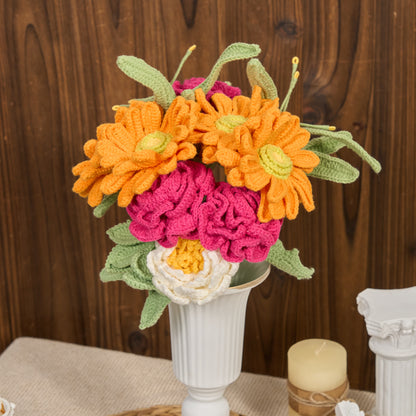 Handgefertigter gestrickter Blumenstrauß, Heimdekoration (12 Stück)