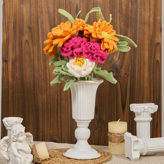 Handgefertigter gestrickter Blumenstrauß, Heimdekoration (12 Stück)