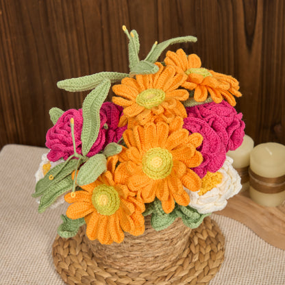 Handgefertigter gestrickter Blumenstrauß, Heimdekoration (12 Stück)