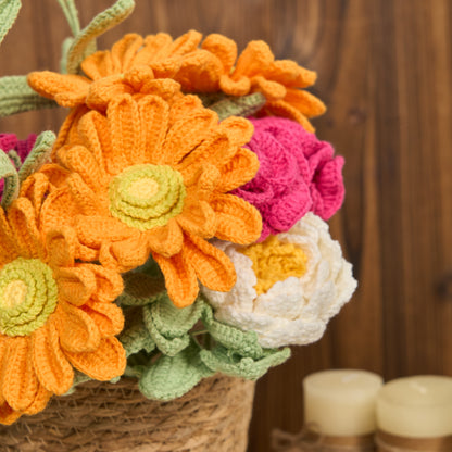 Handgefertigter gestrickter Blumenstrauß, Heimdekoration (12 Stück)
