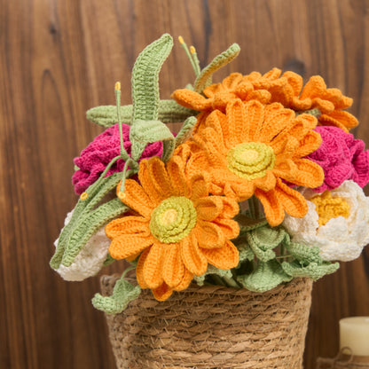 Handgefertigter gestrickter Blumenstrauß, Heimdekoration (12 Stück)