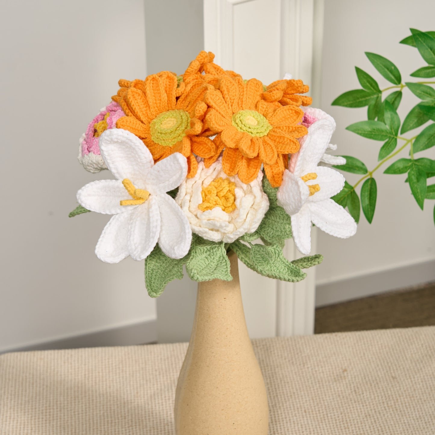 Handgefertigtes Häkelblumen-Ornament (12 Stück)