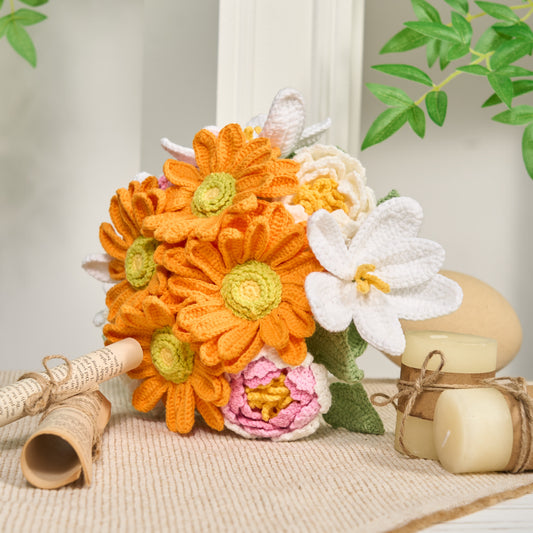 Handgefertigtes Häkelblumen-Ornament (12 Stück)