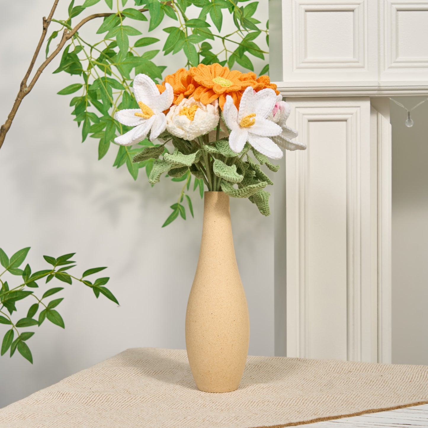 Handgefertigtes Häkelblumen-Ornament (12 Stück)