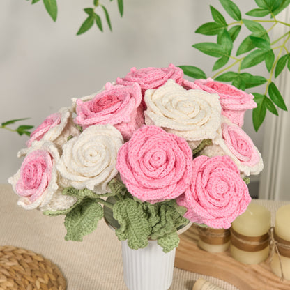 Handgemachte gehäkelte Rosen-Kunstblumen (12 Stück)
