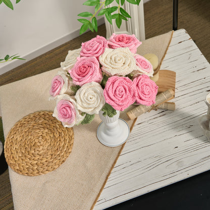 Handgemachte gehäkelte Rosen-Kunstblumen (12 Stück)