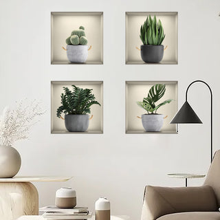 Selbstklebende 3D-Wandaufkleber mit botanischen Pflanzen