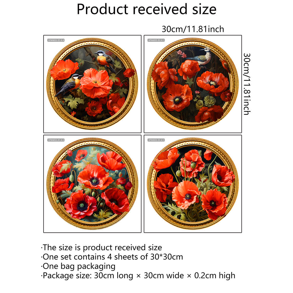 Selbstklebende runde 3D-Blumen-Wandaufkleber