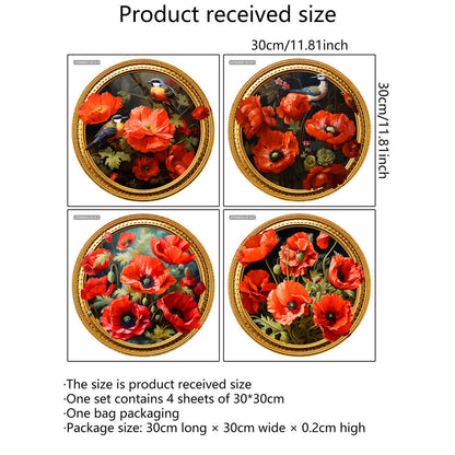 Selbstklebende runde 3D-Blumen-Wandaufkleber