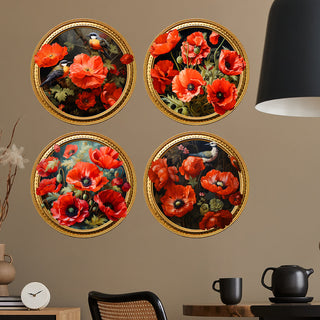 Selbstklebende runde 3D-Blumen-Wandaufkleber