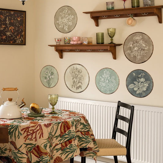 Abnehmbare Wandaufkleber mit versteckter Klebefläche und Blumenmotiven