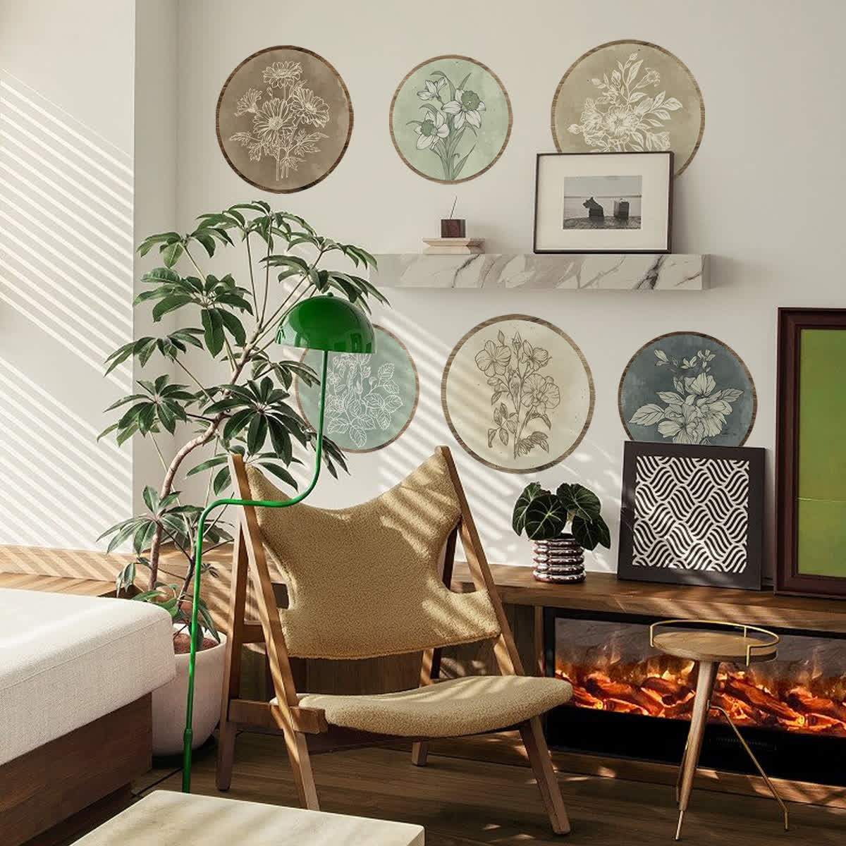 Abnehmbare Wandaufkleber mit versteckter Klebefläche und Blumenmotiven