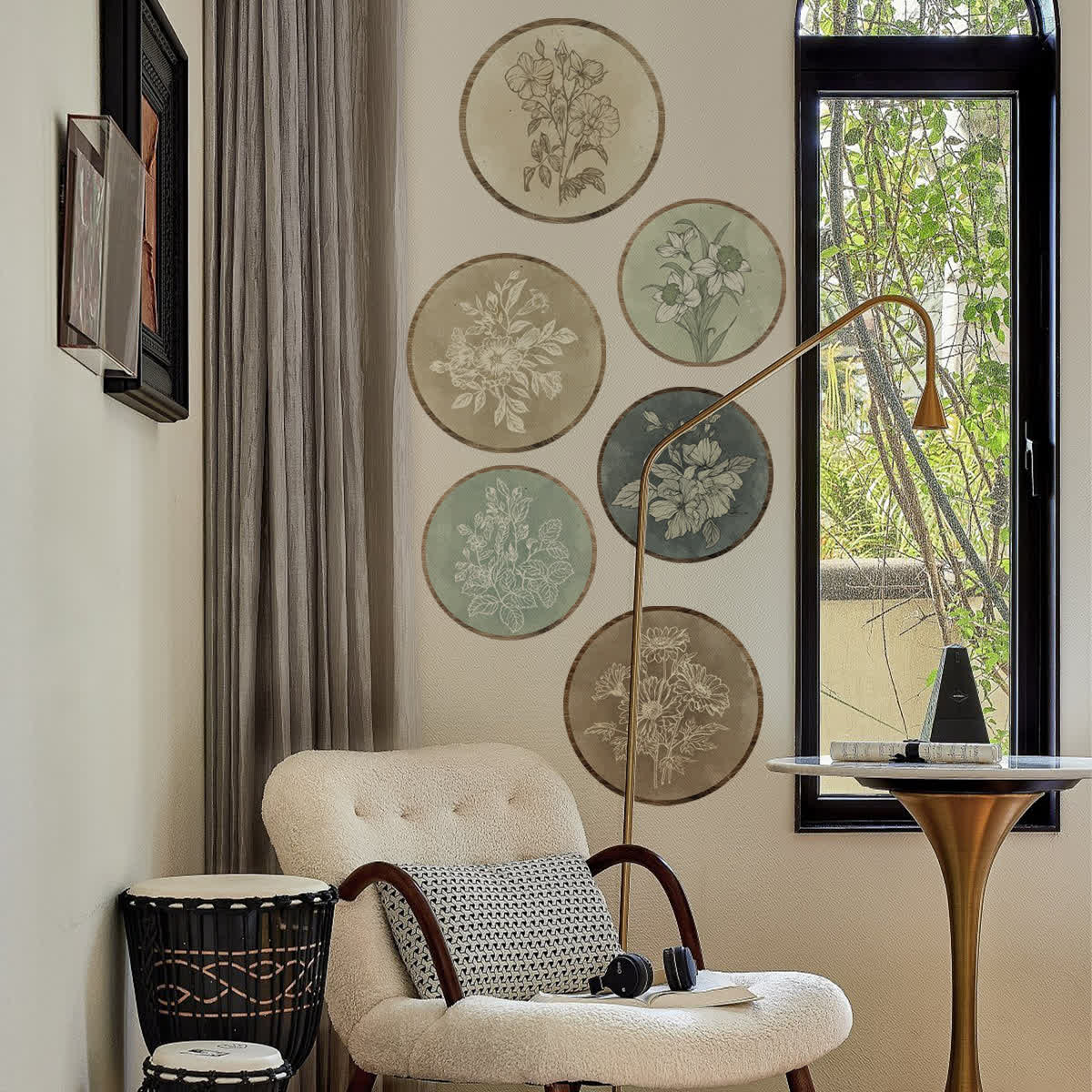Abnehmbare Wandaufkleber mit versteckter Klebefläche und Blumenmotiven