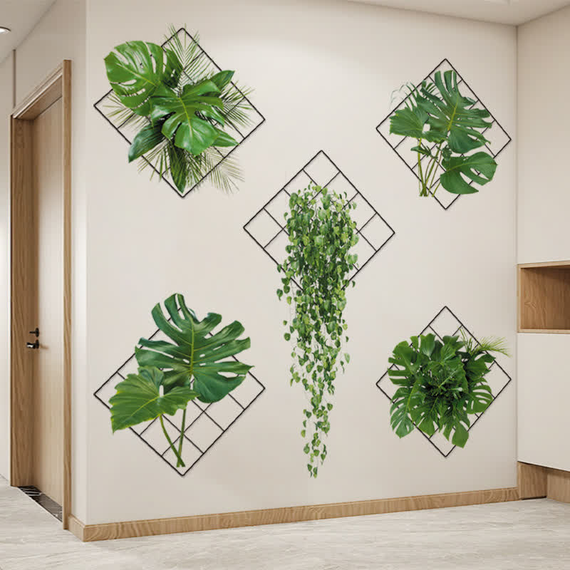 3D-Wandaufkleber mit botanischen Motiven im Topf