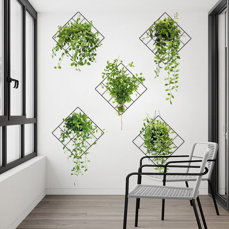 3D-Wandaufkleber mit botanischen Motiven im Topf
