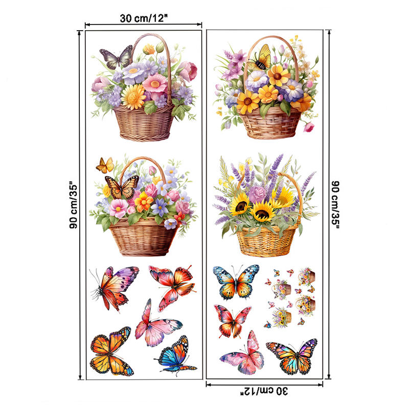 Abnehmbare Wandaufkleber mit Blumen und Schmetterlingen