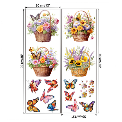 Abnehmbare Wandaufkleber mit Blumen und Schmetterlingen