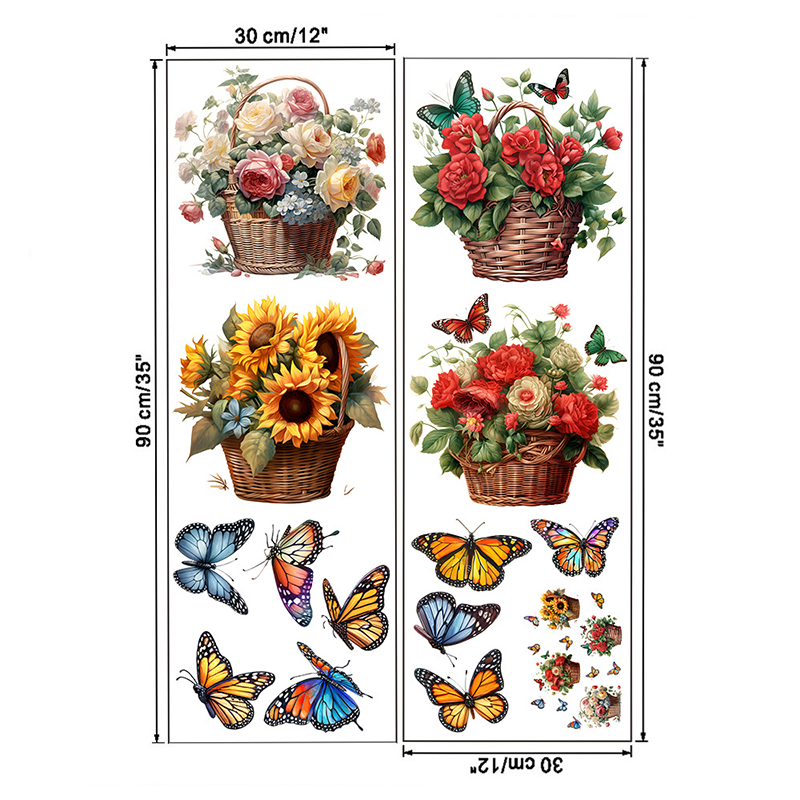 Abnehmbare Wandaufkleber mit Blumen und Schmetterlingen