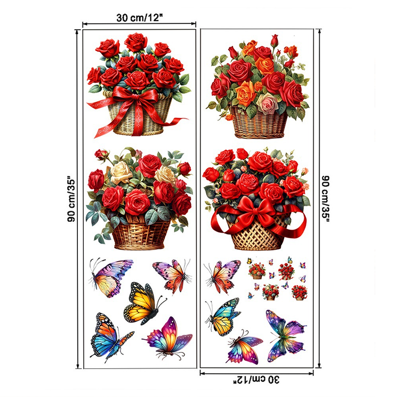 Abnehmbare Wandaufkleber mit Blumen und Schmetterlingen