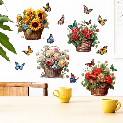 Abnehmbare Wandaufkleber mit Blumen und Schmetterlingen