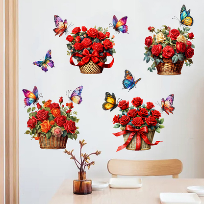 Abnehmbare Wandaufkleber mit Blumen und Schmetterlingen