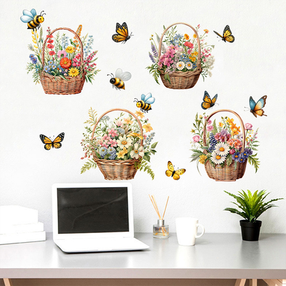 Abnehmbare Wandaufkleber mit Blumen und Schmetterlingen