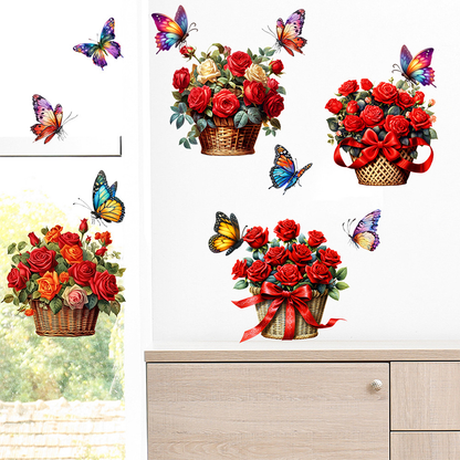 Abnehmbare Wandaufkleber mit Blumen und Schmetterlingen