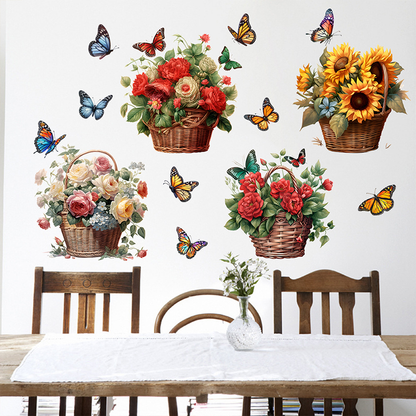 Abnehmbare Wandaufkleber mit Blumen und Schmetterlingen