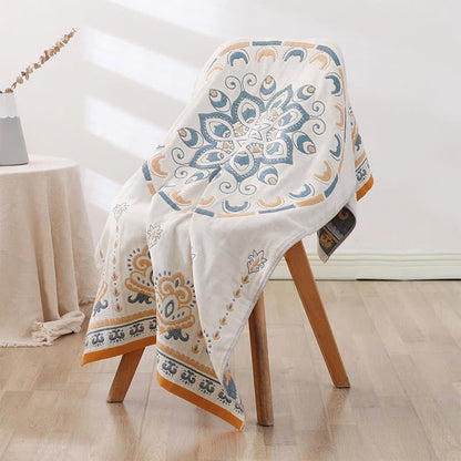 Ownkoti Badetuch aus Jacquard-Baumwolle mit Blumendruck
