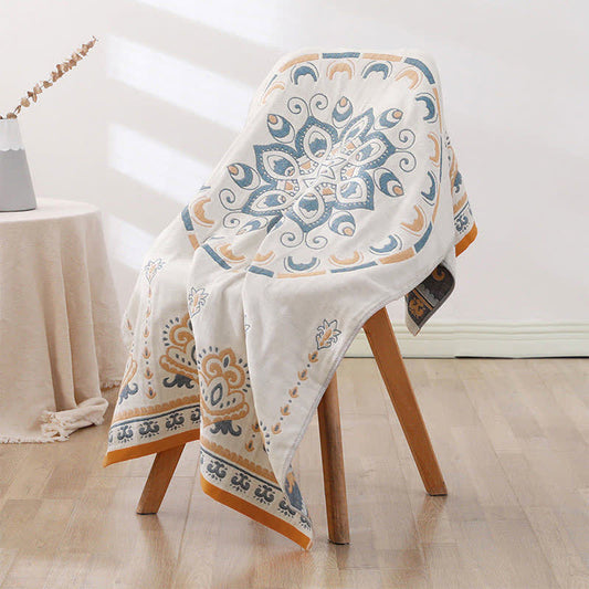 Ownkoti Badetuch aus Jacquard-Baumwolle mit Blumendruck