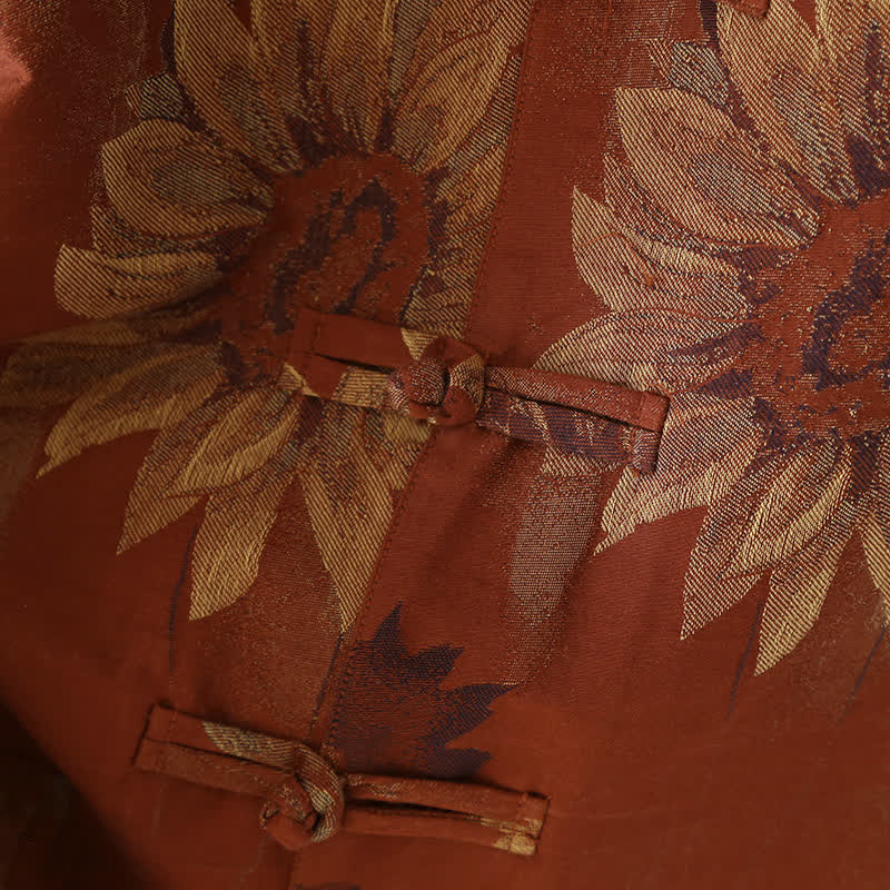 Retro Sonnenblumen Stehkragen Paar Pyjama Set