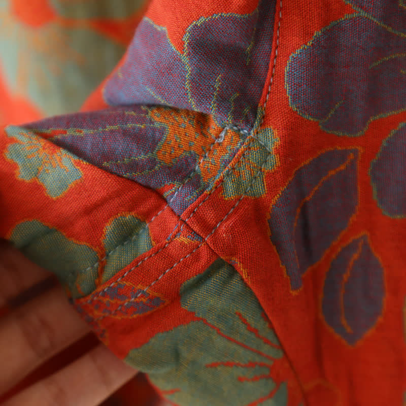 Kurzarm-Pyjama-Set aus Baumwolle mit Jacquard-Blumenmuster