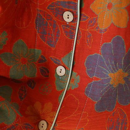 Kurzarm-Pyjama-Set aus Baumwolle mit Jacquard-Blumenmuster