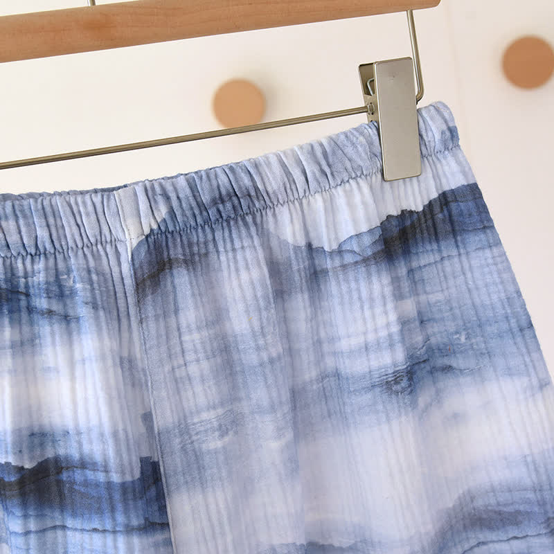 Pyjama-Set aus Baumwollgaze mit Gletscher-Print in Neutral