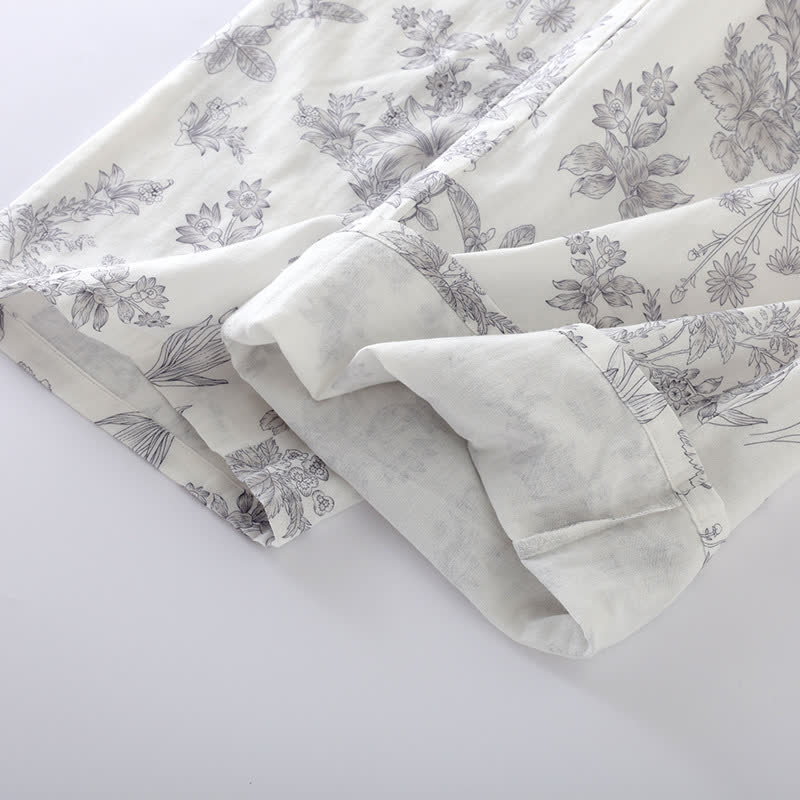Pyjama-Set aus Baumwolle mit Blumenmuster und Dreiviertelärmeln
