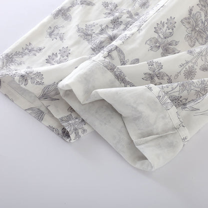Pyjama-Set aus Baumwolle mit Blumenmuster und Dreiviertelärmeln