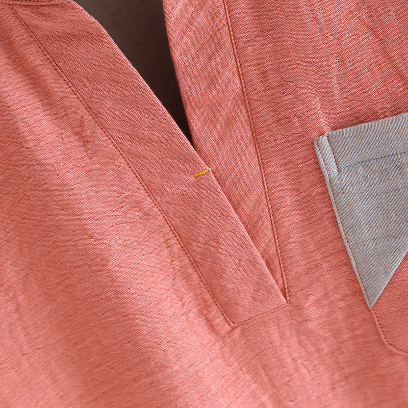 Doppellagiges Pyjama-Set aus Baumwollgaze mit Farbblockdesign