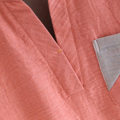 Doppellagiges Pyjama-Set aus Baumwollgaze mit Farbblockdesign