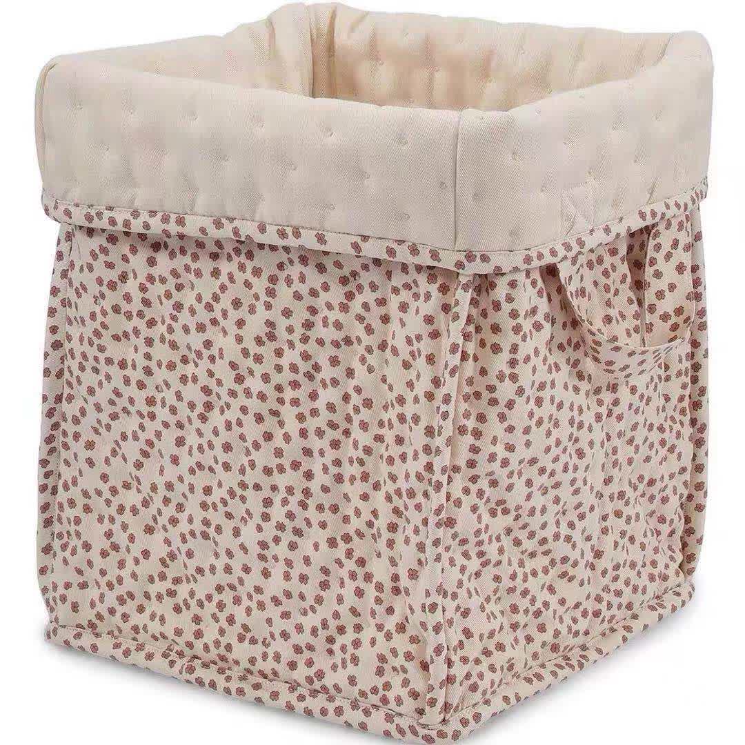 Aufbewahrungskorb aus reiner Baumwolle mit Blumenmuster und Griffen