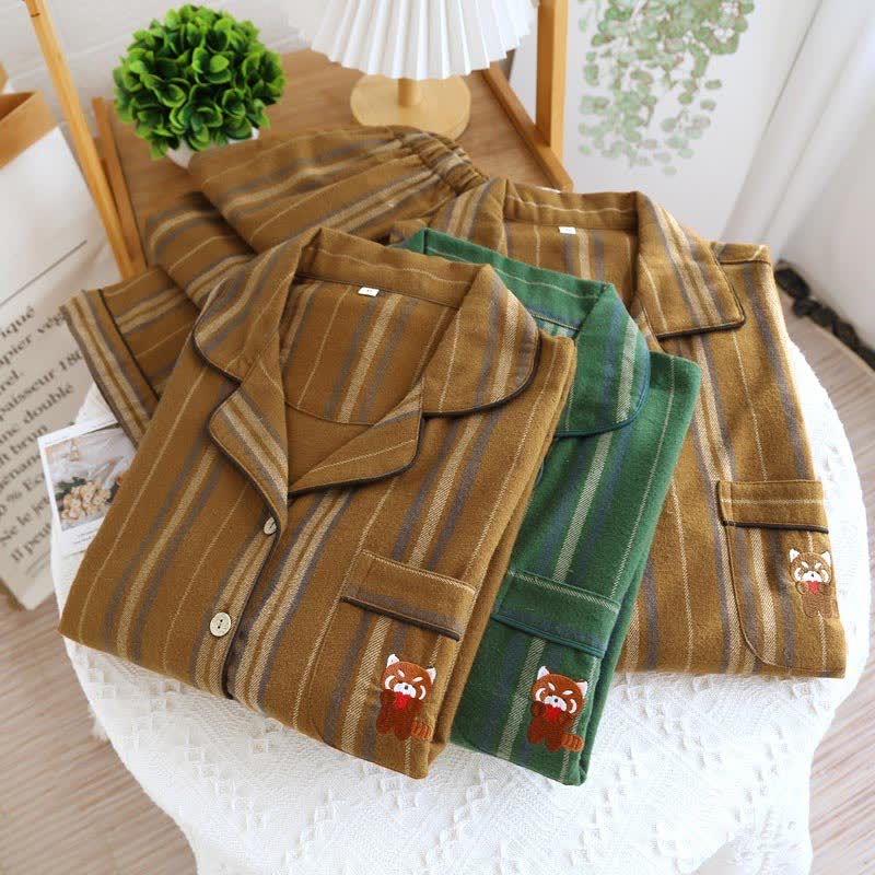 Pyjama-Set aus gebürsteter Baumwolle mit Streifen