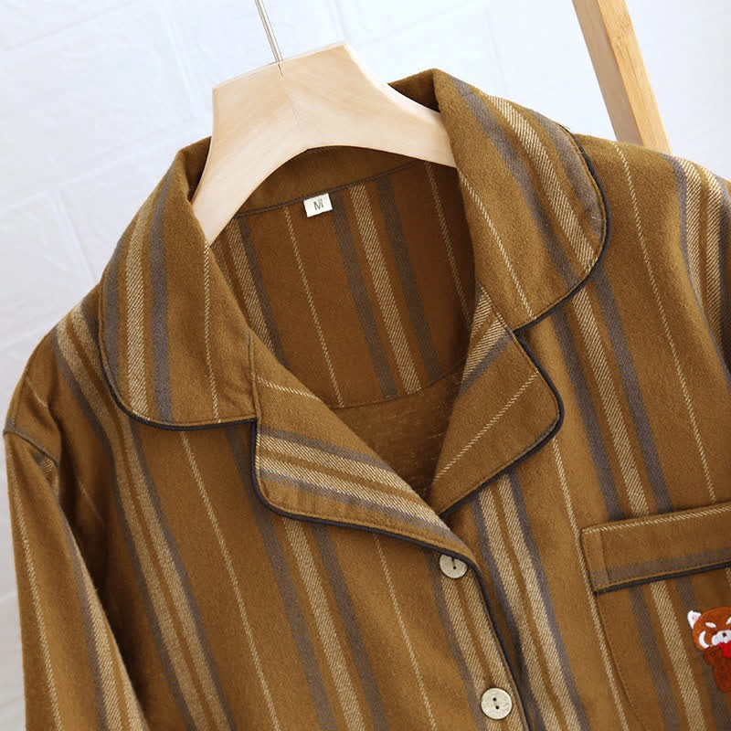 Pyjama-Set aus gebürsteter Baumwolle mit Streifen - image 2