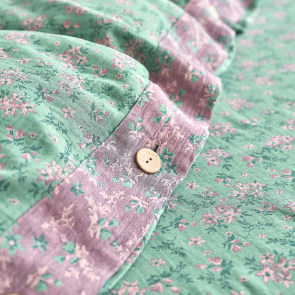 Refresh Bettwäsche-Set aus Baumwollgaze mit Blumenmuster und Knöpfen (4-teilig)
