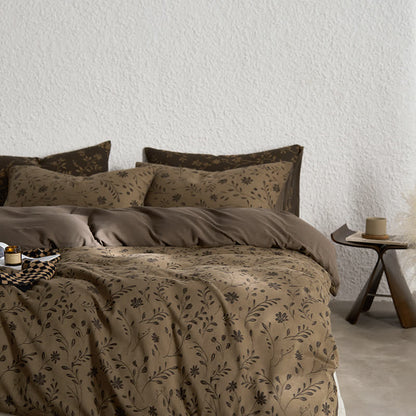 Bettbezug-Set aus Baumwollgaze mit Blumenmuster (4-teilig)