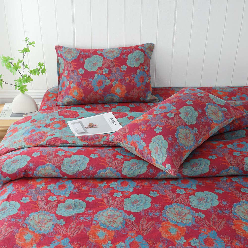 Doppellagige Gaze-Kissenbezüge mit Jacquard-Blumenmuster (2 Stück)