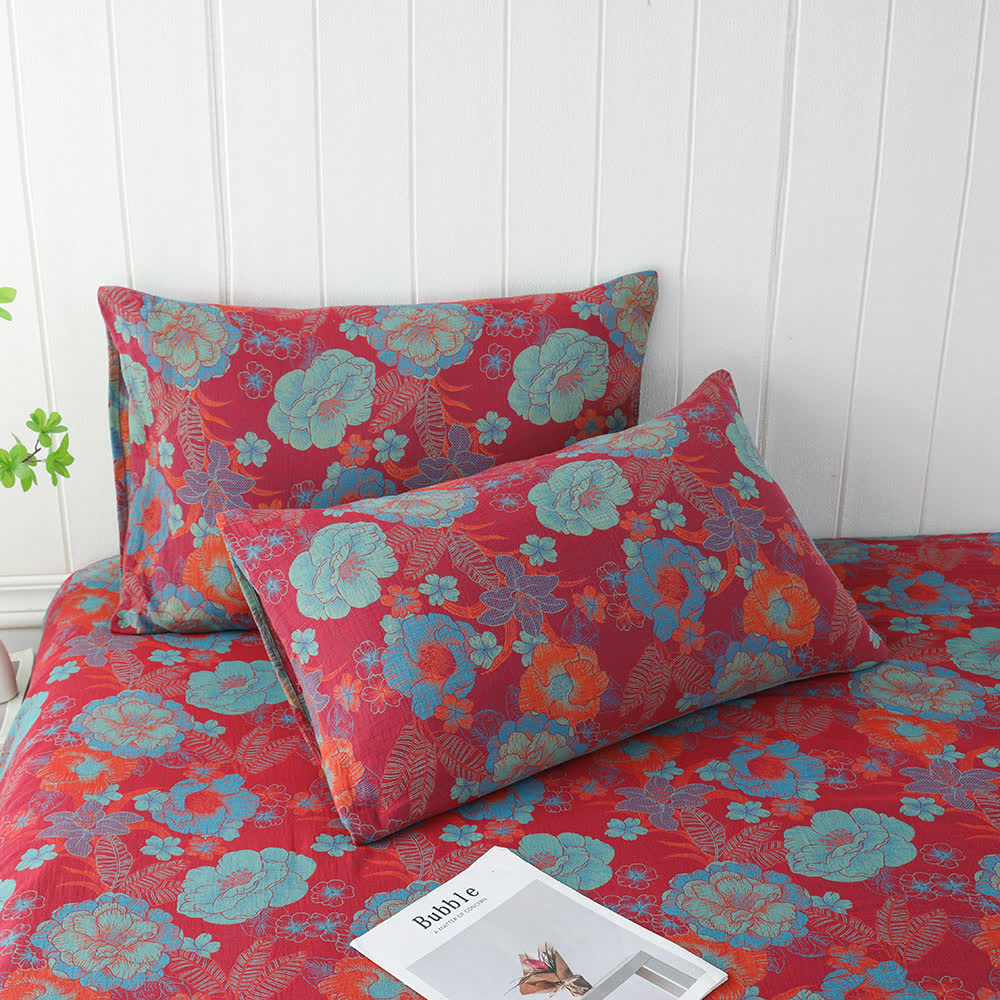 Doppellagige Gaze-Kissenbezüge mit Jacquard-Blumenmuster (2 Stück)